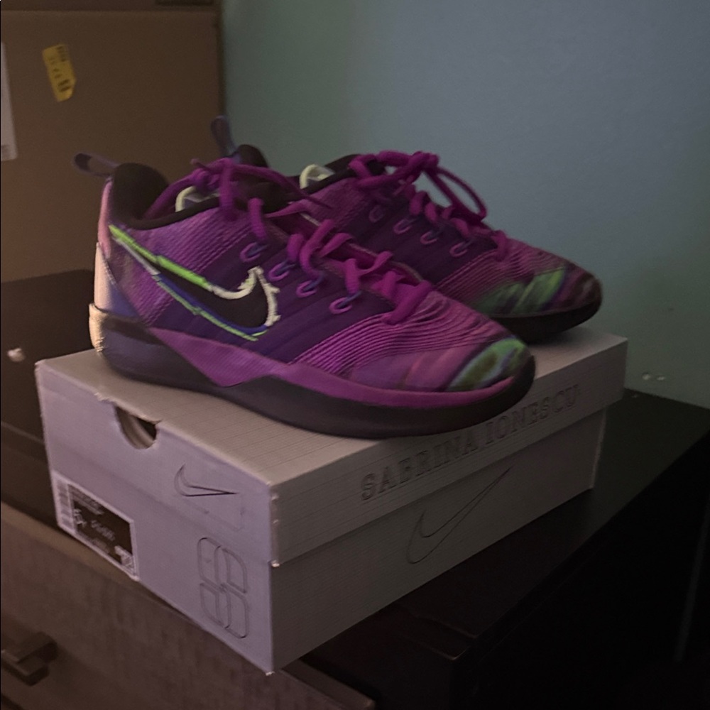 Nike women's basketball Vibrant Purple and Green Sneakers